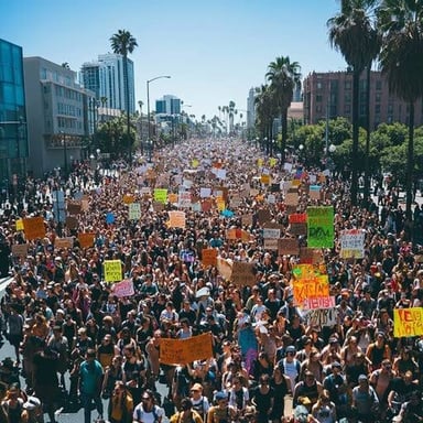 A large crowd gathered together.