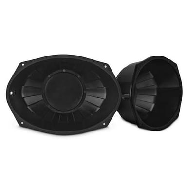 A loudspeaker driver mounted in a flat baffle panel.