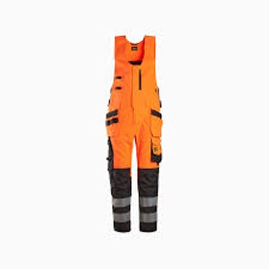 A pair of work overalls with a bib front and shoulder straps