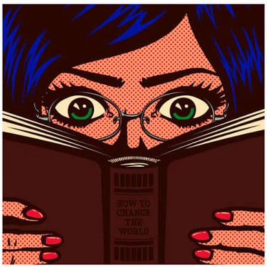 A studious student wearing glasses and carrying books.