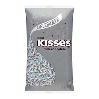 Silver-foil-wrapped Hershey’s Kisses chocolates.