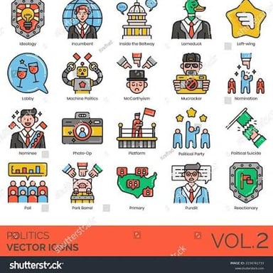 An illustration representing a system of political beliefs