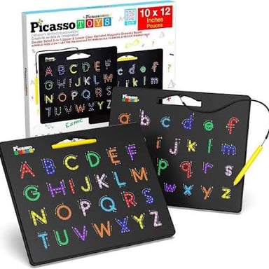 An educational display showing individual alphabet letters.