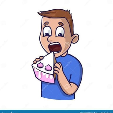 A person swallowing a bite of food.