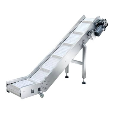 Finished goods moving along a manufacturing conveyor belt