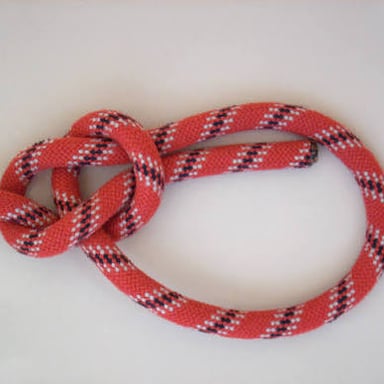 A rope tied in a bowline knot, forming a fixed loop.
