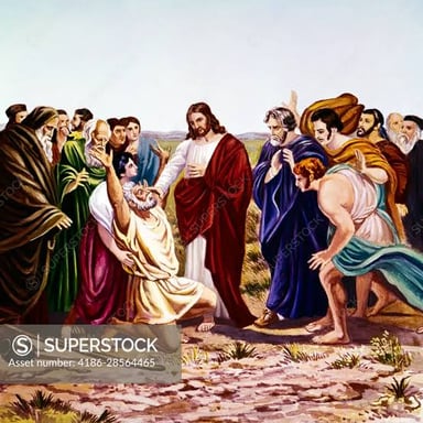 A religious painting depicting a miraculous healing scene.