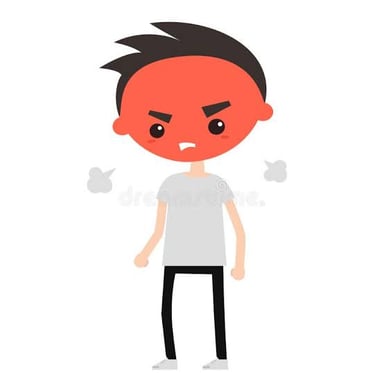 A portrait illustration of a person with a ruddy complexion.