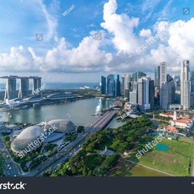 Singapore’s Marina Bay skyline along the waterfront.
