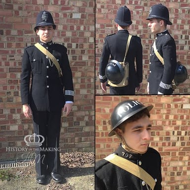 Police constables in uniform in London.
