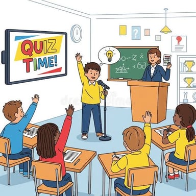 A teacher asking a student questions in a classroom