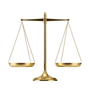 A balanced set of scales representing justice