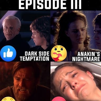 A Star Wars scene showing a character being drawn toward the Dark Side.