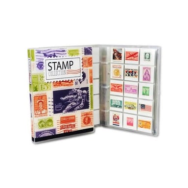 An album page showing a coordinated collection of stamps.
