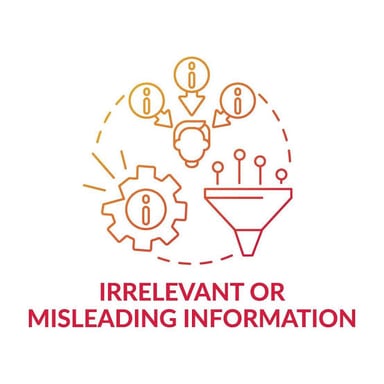 An illustration showing information marked as irrelevant.