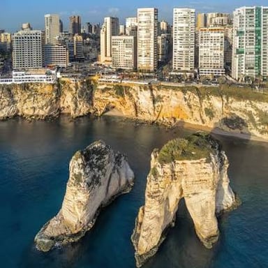 Beirut's skyline along the Mediterranean coast.