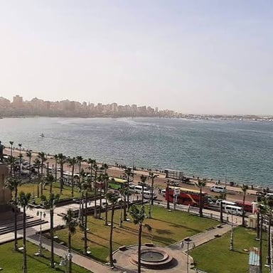 The Mediterranean waterfront in Alexandria, Egypt, Omar Sharif's birthplace.