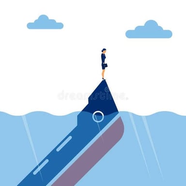 A ship sinking in the water, used as a visual metaphor for failure.