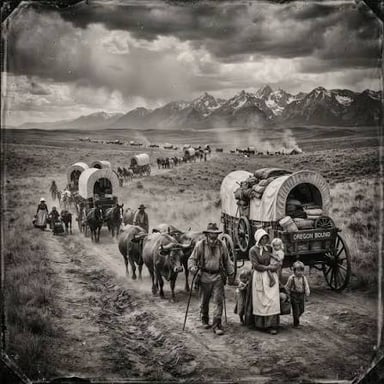 A pioneer at the front of an expedition moving along a wilderness trail.