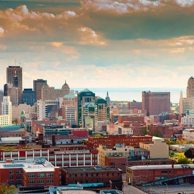 The skyline of Buffalo, New York.