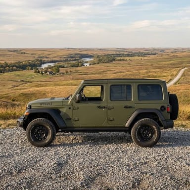 A Jeep Wrangler photographed outdoors.