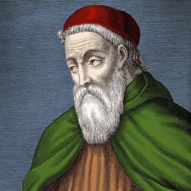 An artistic portrait depicting the Italian explorer Amerigo Vespucci.