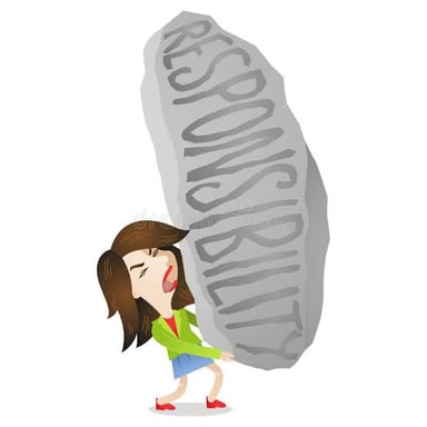 An illustration of a person carrying a heavy load representing responsibilities