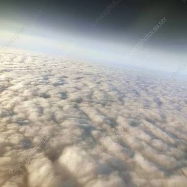 Illustration showing the planet Venus beneath its dense clouds.