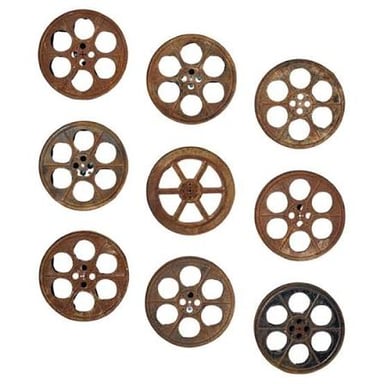 A spool wound with motion-picture film.