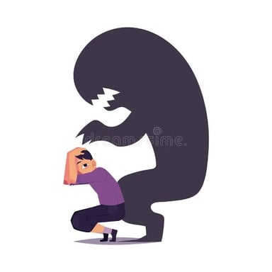 A person looking startled by a shadow.