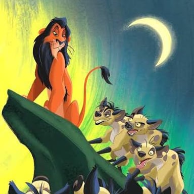 Hyenas appearing alongside Scar in The Lion King