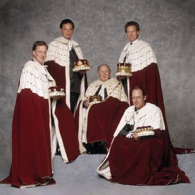 An earl wearing ceremonial robes associated with the British peerage.