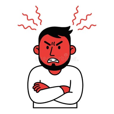 A cartoon person with an angry, unpleasant expression