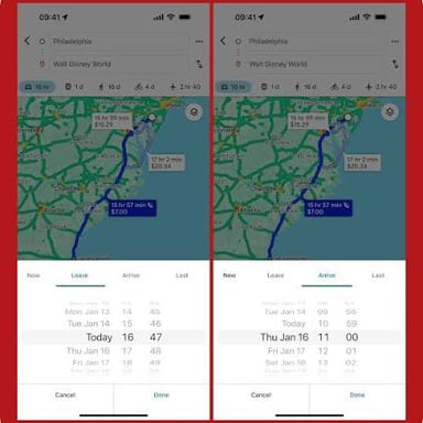 A navigation display showing an estimated arrival time