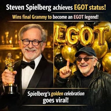Steven Spielberg displayed with major entertainment awards