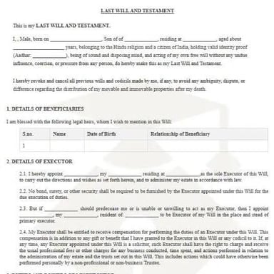 A person reviewing a legal will concerning an inheritance