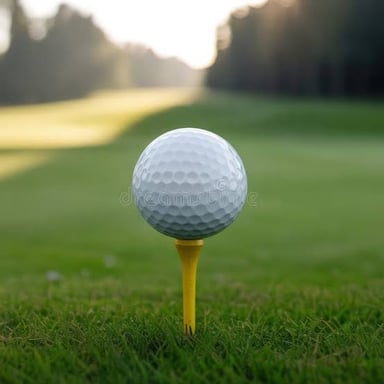 A golf ball resting on a small tee before a shot.