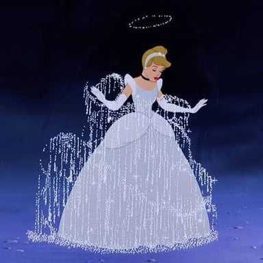 A storybook-style scene of Cinderella arriving at a formal dance.