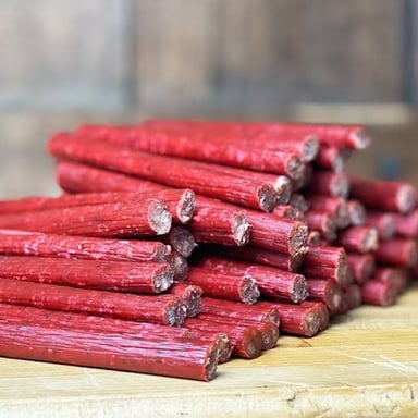 Strips of dried beef jerky