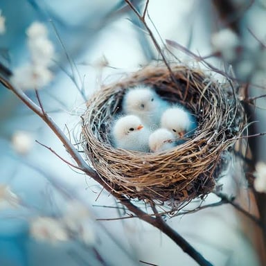 A bird settled comfortably in a small nest