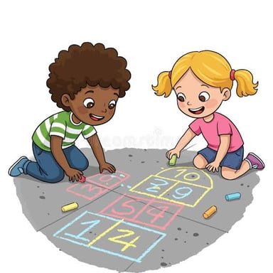 A chalk-drawn hopscotch court on a sidewalk