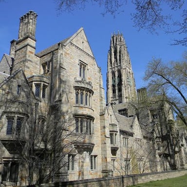 A view of Yale University buildings in New Haven