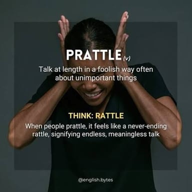 A dictionary-style entry defining prate as talking at length.