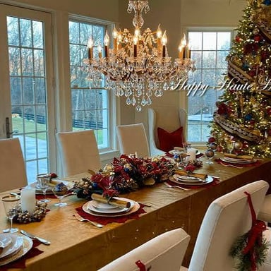 Holiday decorations displayed on the evening before a holiday