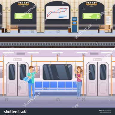 A passenger car belonging to a subway train