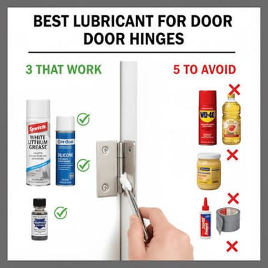 A person applying lubricant to a metal hinge.