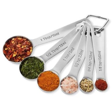 A tablespoon measuring an ingredient in a kitchen