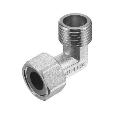 An L-shaped pipe fitting that turns a plumbing line through a right angle.
