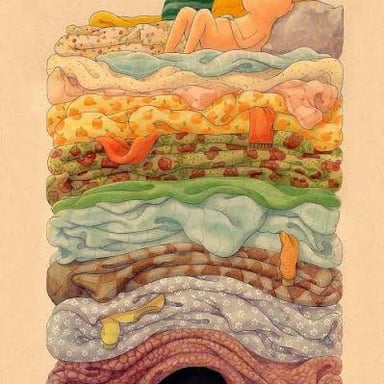 An illustration showing a pea beneath a stack of mattresses.