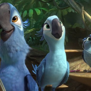 Blu and Jewel, the Spix’s macaw characters from the animated film Rio